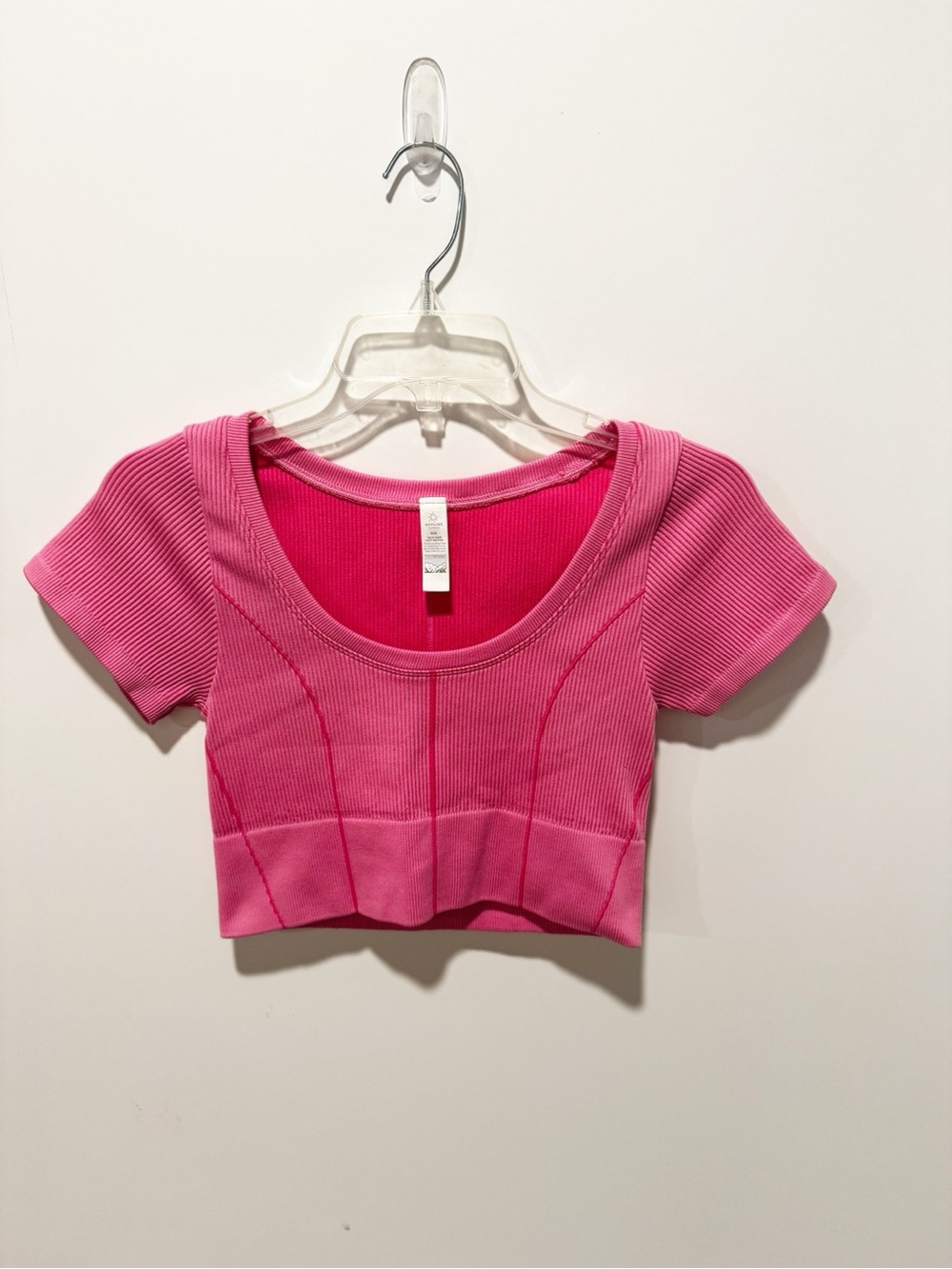 aerie Hot Pink Ribbed Scoop Neck Crop Top